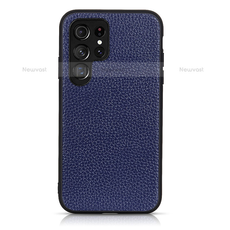 Soft Luxury Leather Snap On Case Cover B05H for Samsung Galaxy S21 Ultra 5G Blue