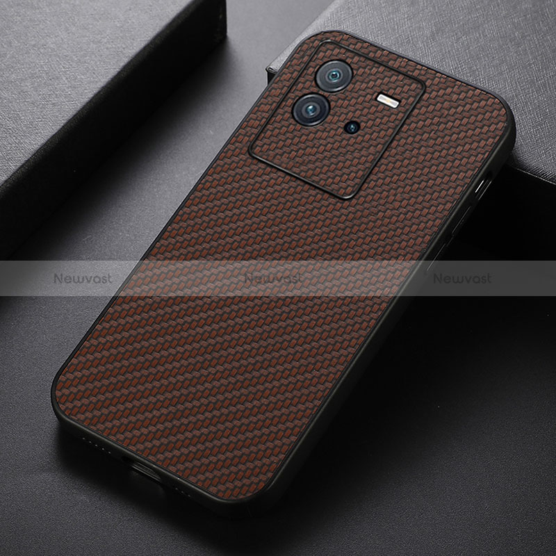 Soft Luxury Leather Snap On Case Cover B05H for Vivo iQOO Neo6 5G Brown