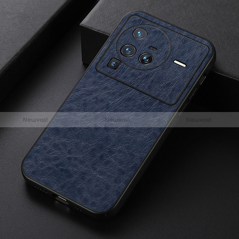 Soft Luxury Leather Snap On Case Cover B05H for Vivo X80 Pro 5G Blue