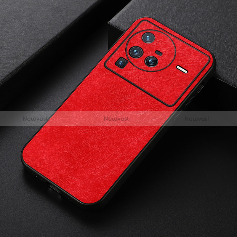 Soft Luxury Leather Snap On Case Cover B05H for Vivo X80 Pro 5G Red