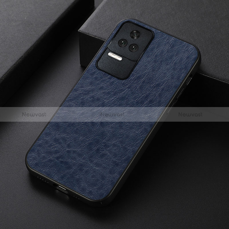 Soft Luxury Leather Snap On Case Cover B05H for Xiaomi Redmi K50 5G Blue