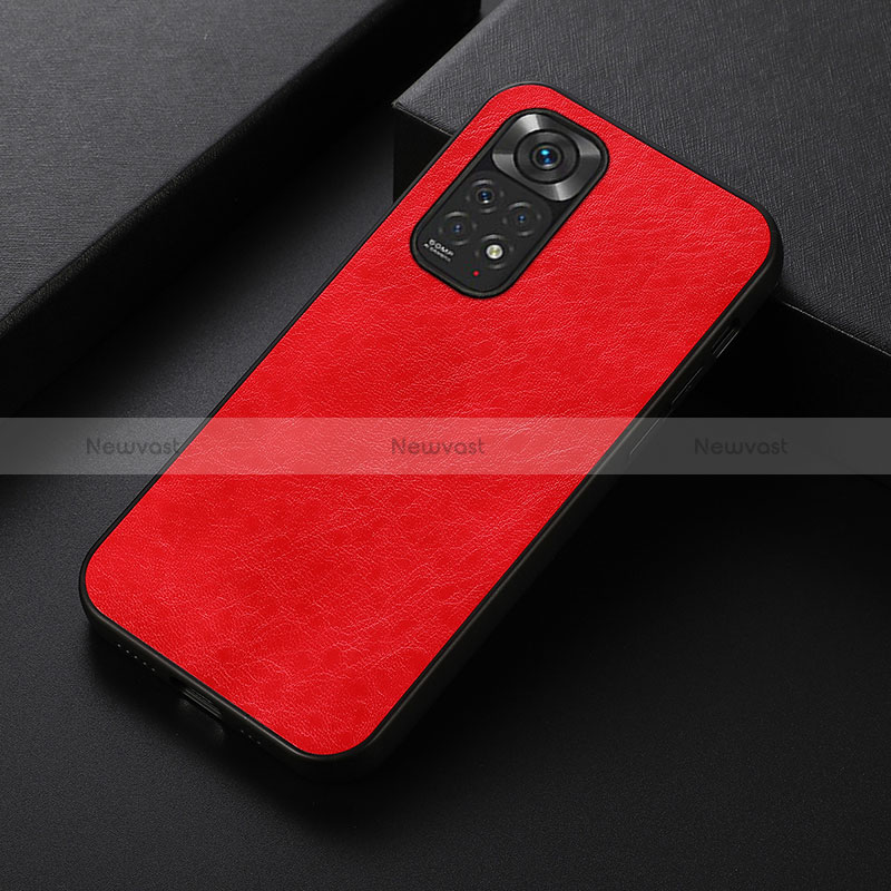 Soft Luxury Leather Snap On Case Cover B05H for Xiaomi Redmi Note 11 4G (2022) Red