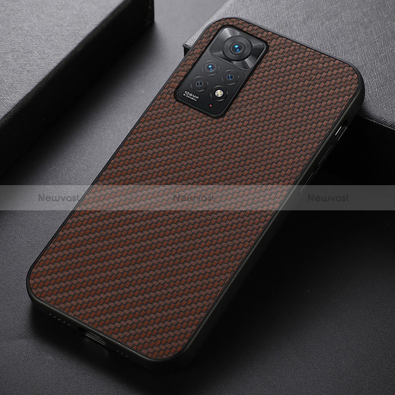 Soft Luxury Leather Snap On Case Cover B05H for Xiaomi Redmi Note 11 Pro 5G Brown