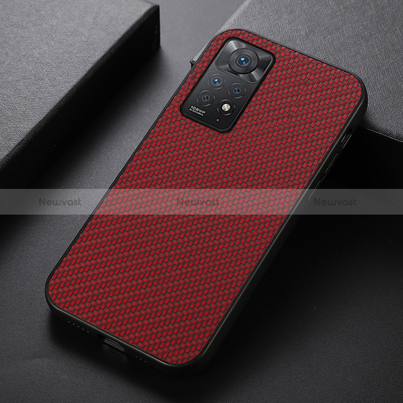Soft Luxury Leather Snap On Case Cover B05H for Xiaomi Redmi Note 11 Pro 5G Red