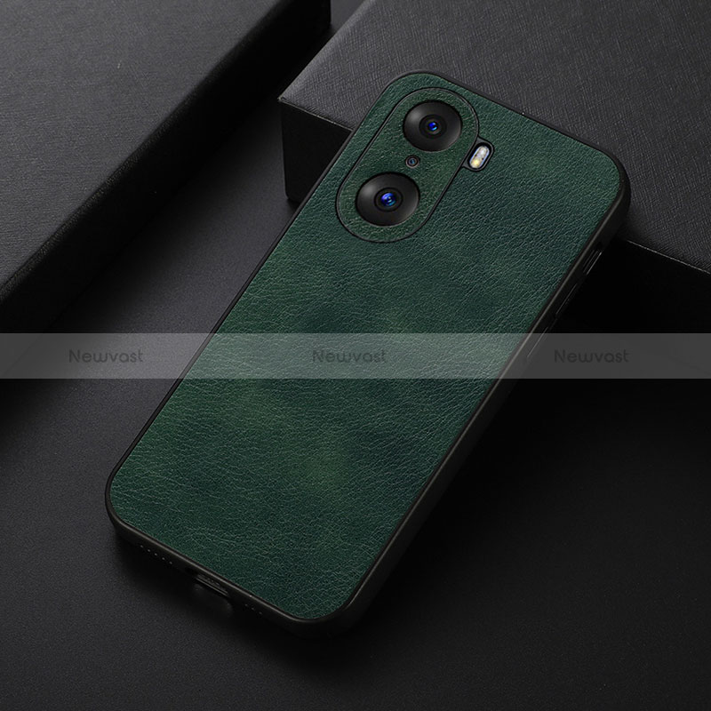 Soft Luxury Leather Snap On Case Cover B06H for Huawei Honor 60 5G Green