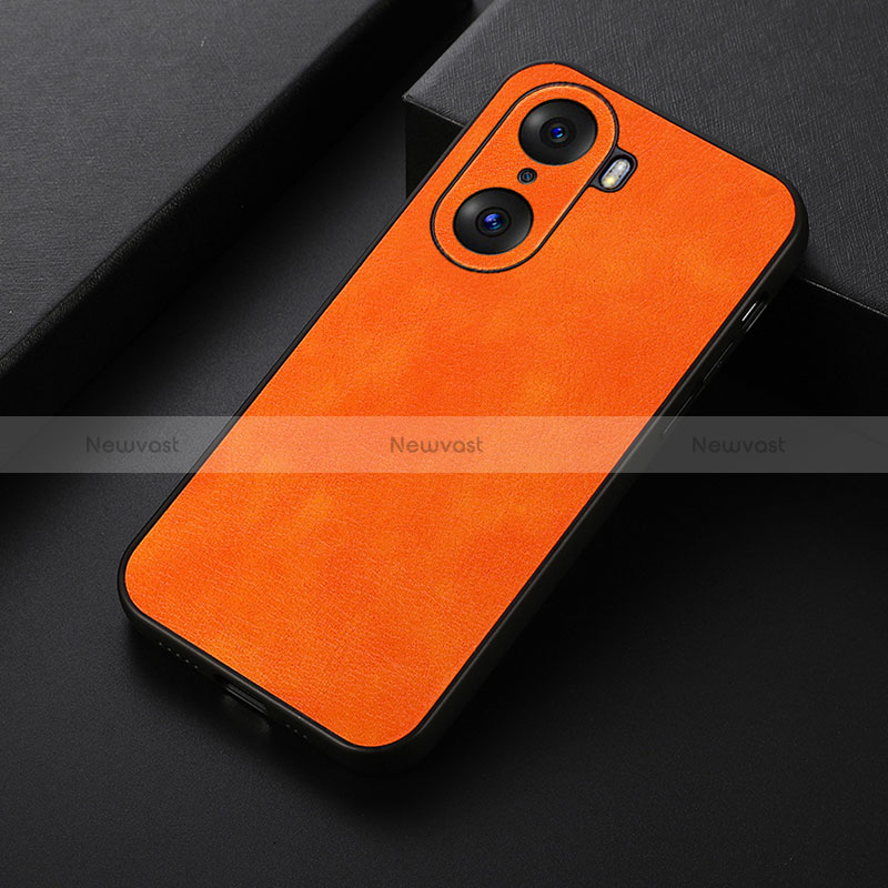 Soft Luxury Leather Snap On Case Cover B06H for Huawei Honor 60 5G Orange