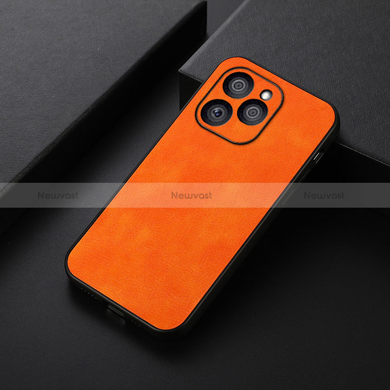 Soft Luxury Leather Snap On Case Cover B06H for Huawei Honor 60 SE 5G Orange