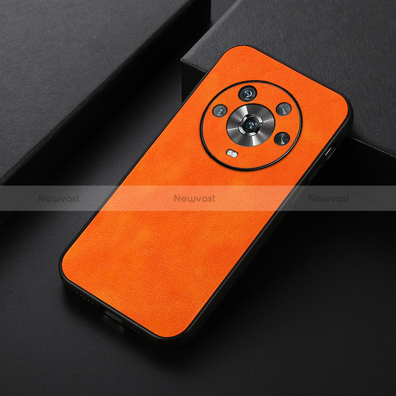 Soft Luxury Leather Snap On Case Cover B06H for Huawei Honor Magic4 5G Orange