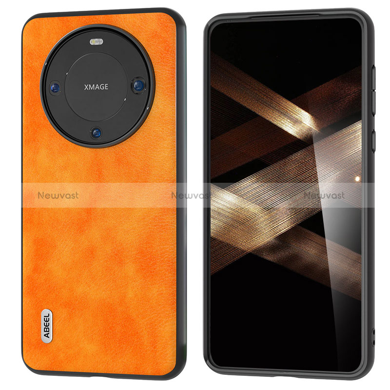 Soft Luxury Leather Snap On Case Cover B06H for Huawei Mate 60 Orange