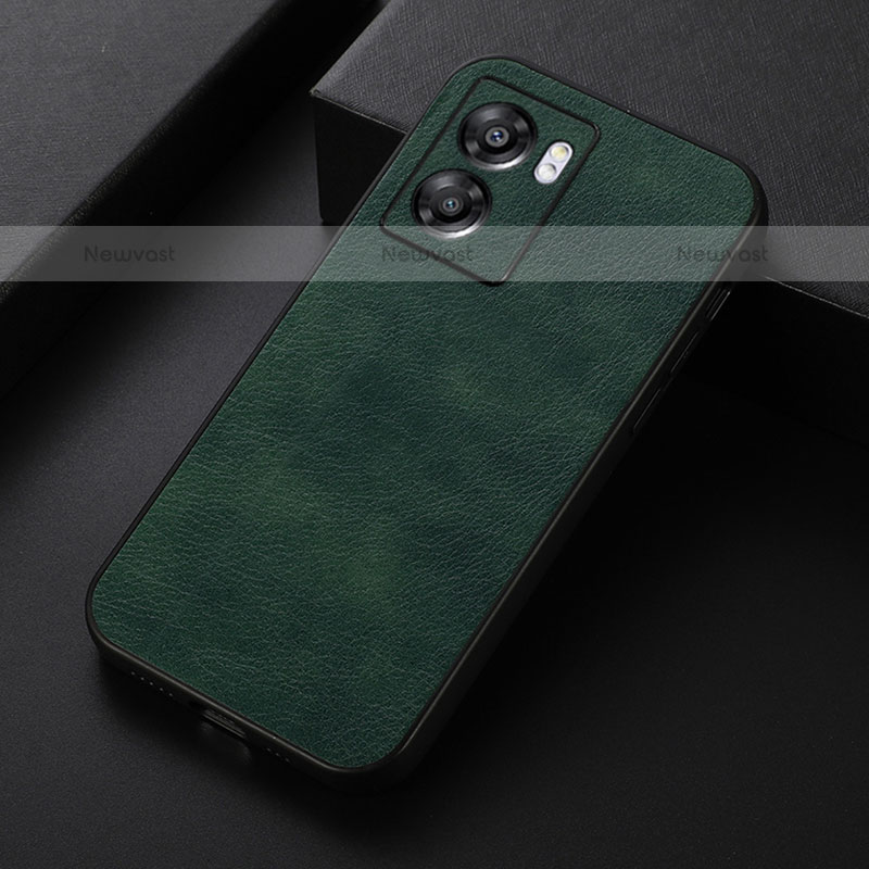 Soft Luxury Leather Snap On Case Cover B06H for OnePlus Nord N300 5G Green