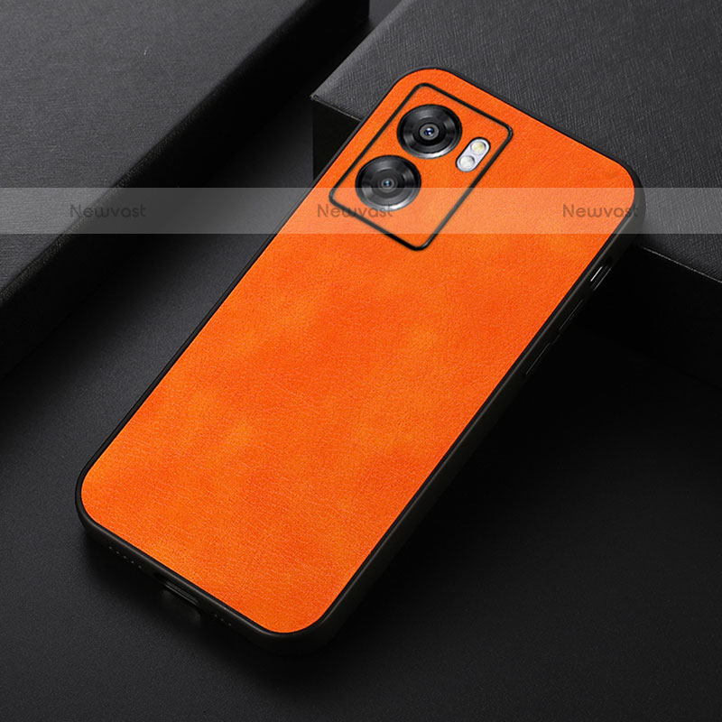 Soft Luxury Leather Snap On Case Cover B06H for OnePlus Nord N300 5G Orange