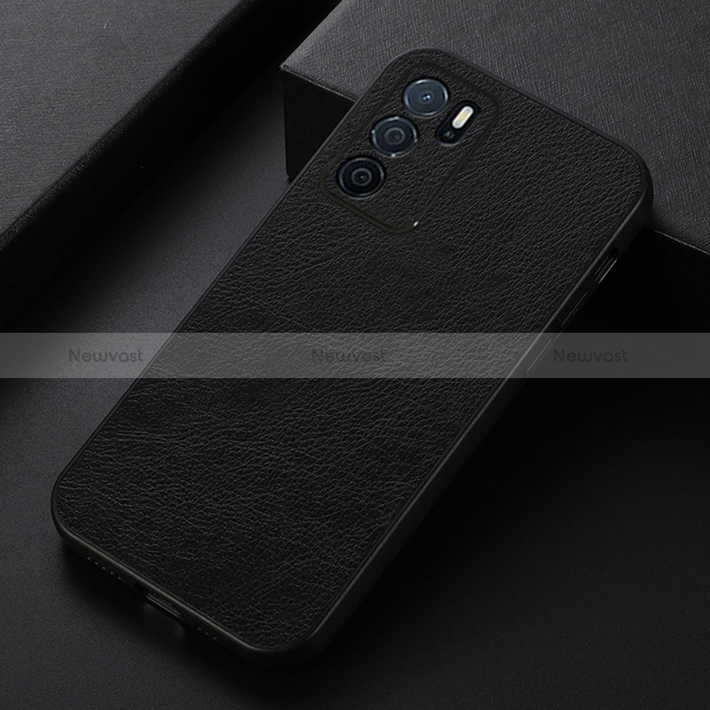 Soft Luxury Leather Snap On Case Cover B06H for Oppo A16 Black