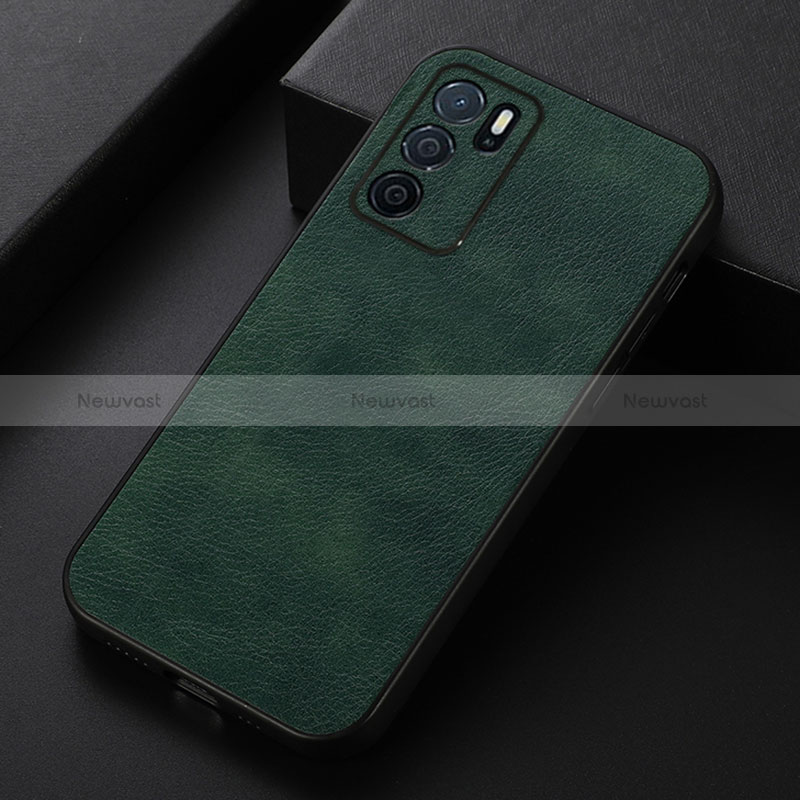 Soft Luxury Leather Snap On Case Cover B06H for Oppo A16 Green