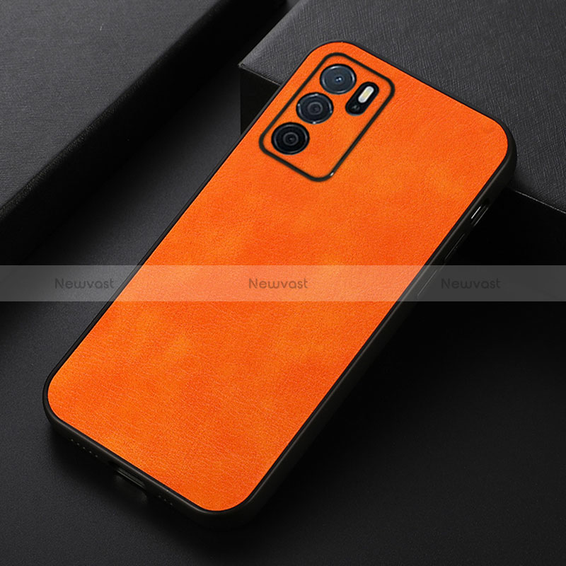 Soft Luxury Leather Snap On Case Cover B06H for Oppo A16 Orange