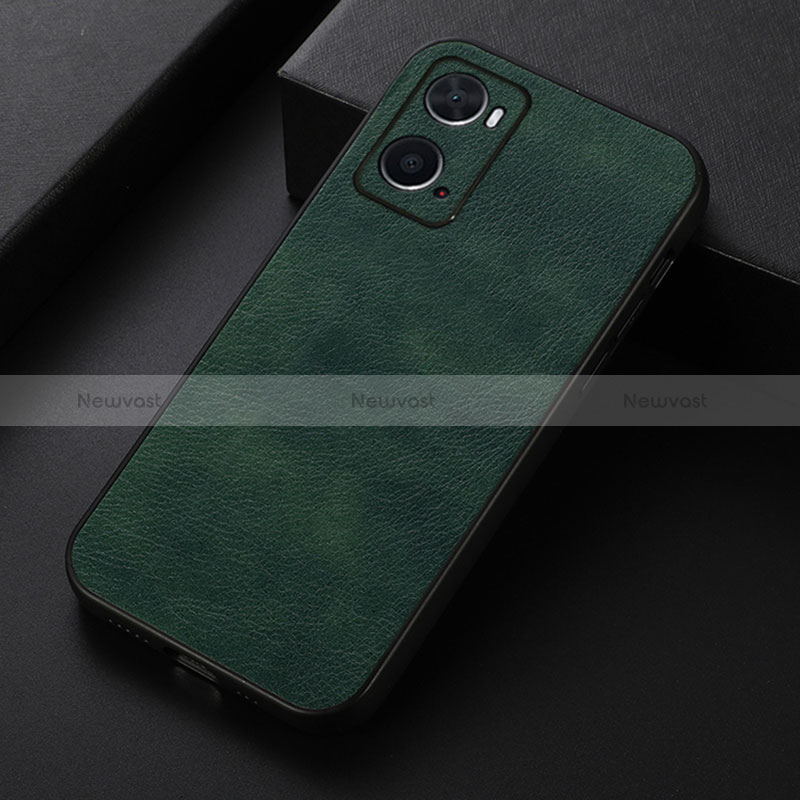 Soft Luxury Leather Snap On Case Cover B06H for Oppo A36 Green