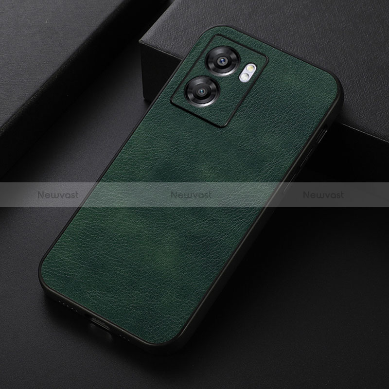 Soft Luxury Leather Snap On Case Cover B06H for Oppo A56S 5G Green