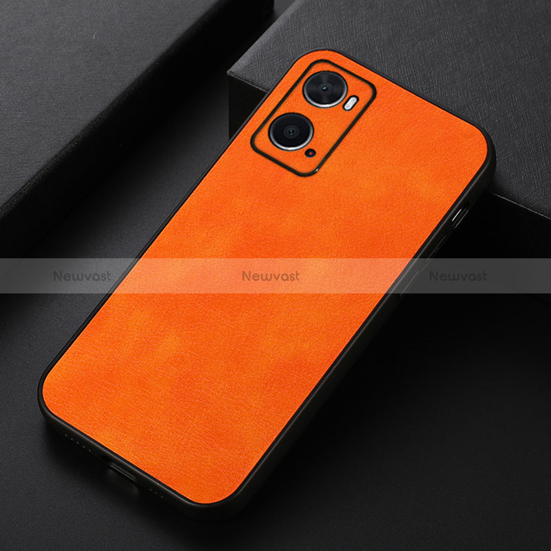 Soft Luxury Leather Snap On Case Cover B06H for Oppo A76 Orange