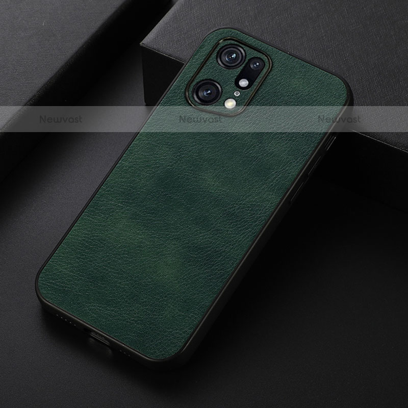 Soft Luxury Leather Snap On Case Cover B06H for Oppo Find X5 Pro 5G Green