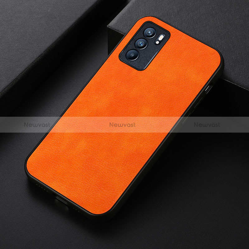 Soft Luxury Leather Snap On Case Cover B06H for Oppo Reno6 5G Orange