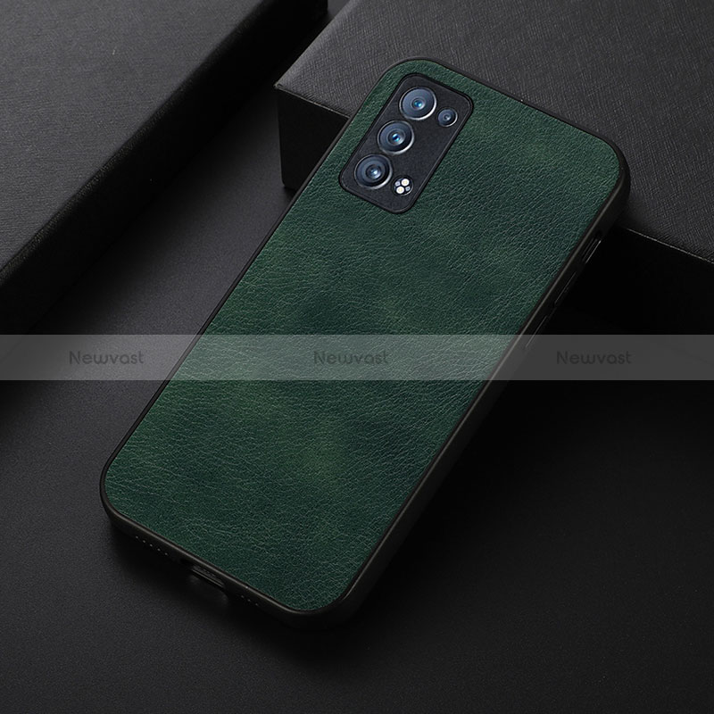 Soft Luxury Leather Snap On Case Cover B06H for Oppo Reno6 Pro 5G Green