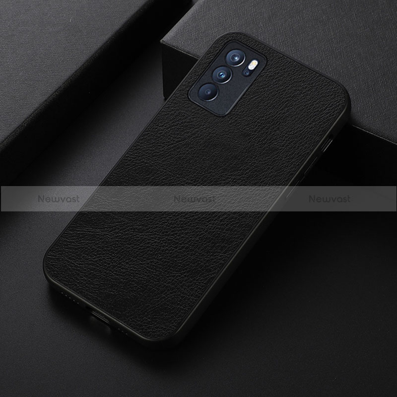 Soft Luxury Leather Snap On Case Cover B06H for Oppo Reno6 Pro 5G India Black