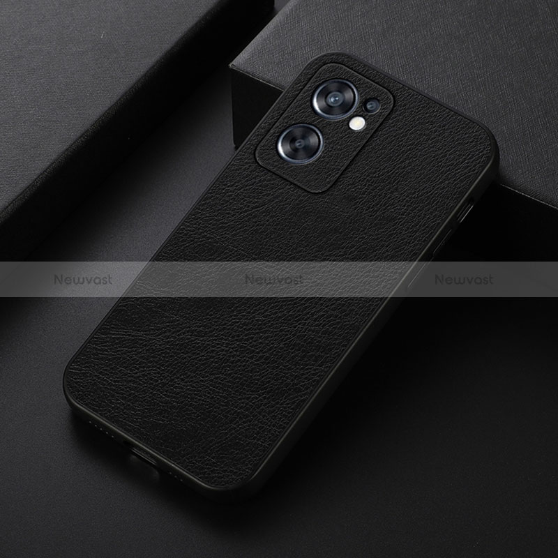 Soft Luxury Leather Snap On Case Cover B06H for Oppo Reno7 SE 5G Black