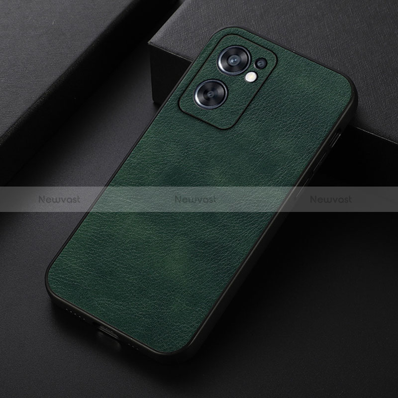 Soft Luxury Leather Snap On Case Cover B06H for Oppo Reno7 SE 5G Green