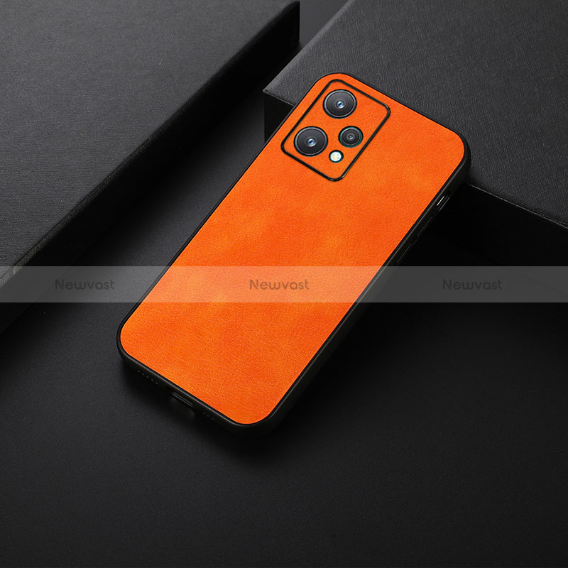 Soft Luxury Leather Snap On Case Cover B06H for Realme 9 Pro 5G Orange