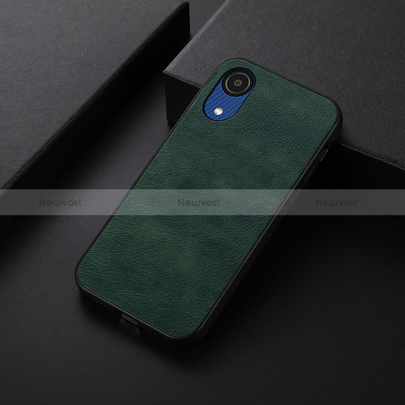 Soft Luxury Leather Snap On Case Cover B06H for Samsung Galaxy A03 Core Green