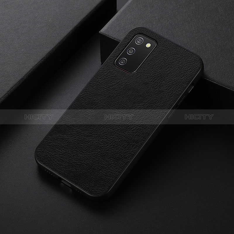 Soft Luxury Leather Snap On Case Cover B06H for Samsung Galaxy A03s Black