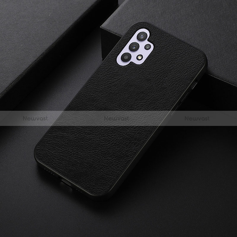 Soft Luxury Leather Snap On Case Cover B06H for Samsung Galaxy A32 4G Black