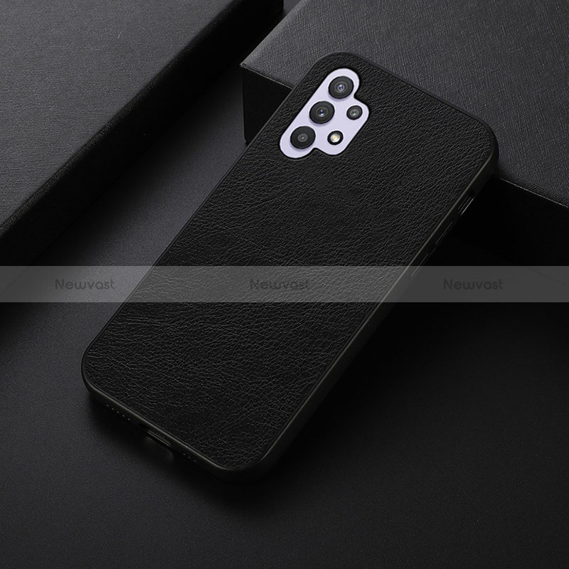 Soft Luxury Leather Snap On Case Cover B06H for Samsung Galaxy A32 5G Black