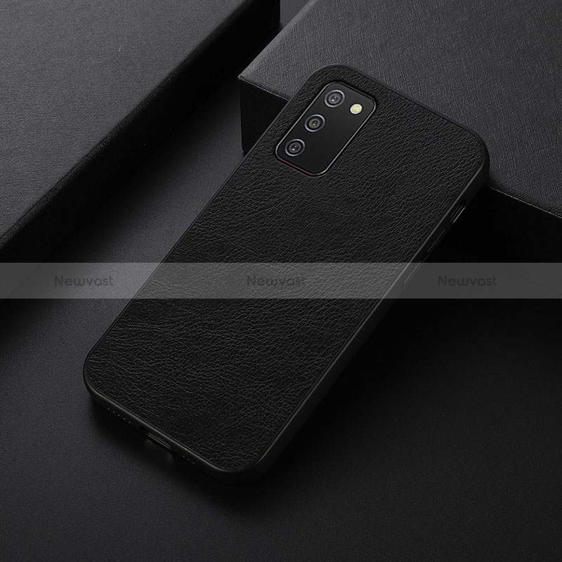 Soft Luxury Leather Snap On Case Cover B06H for Samsung Galaxy F02S SM-E025F Black