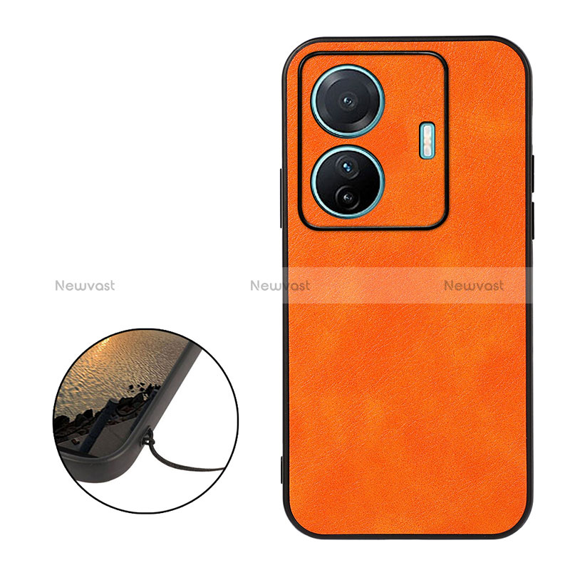 Soft Luxury Leather Snap On Case Cover B06H for Vivo iQOO Z6 Pro 5G Orange