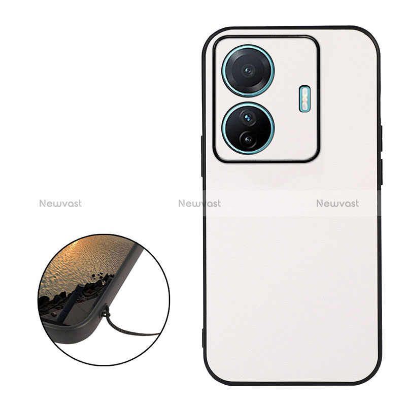 Soft Luxury Leather Snap On Case Cover B06H for Vivo iQOO Z6 Pro 5G White