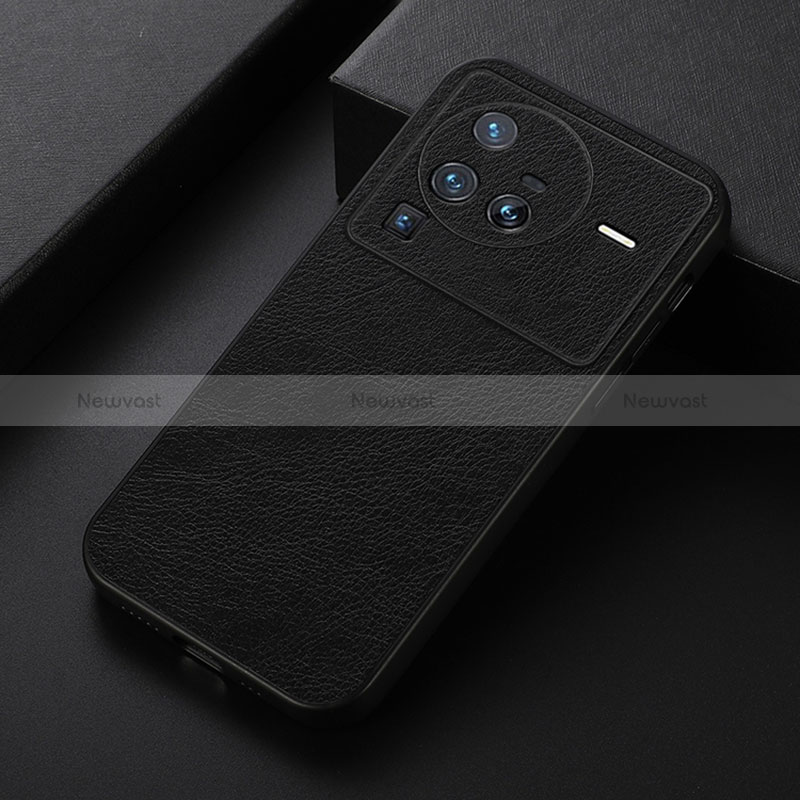 Soft Luxury Leather Snap On Case Cover B06H for Vivo X80 Pro 5G Black