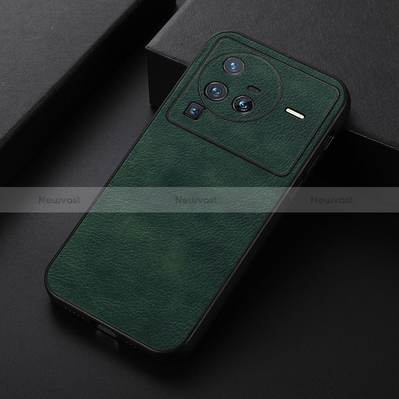 Soft Luxury Leather Snap On Case Cover B06H for Vivo X80 Pro 5G Green