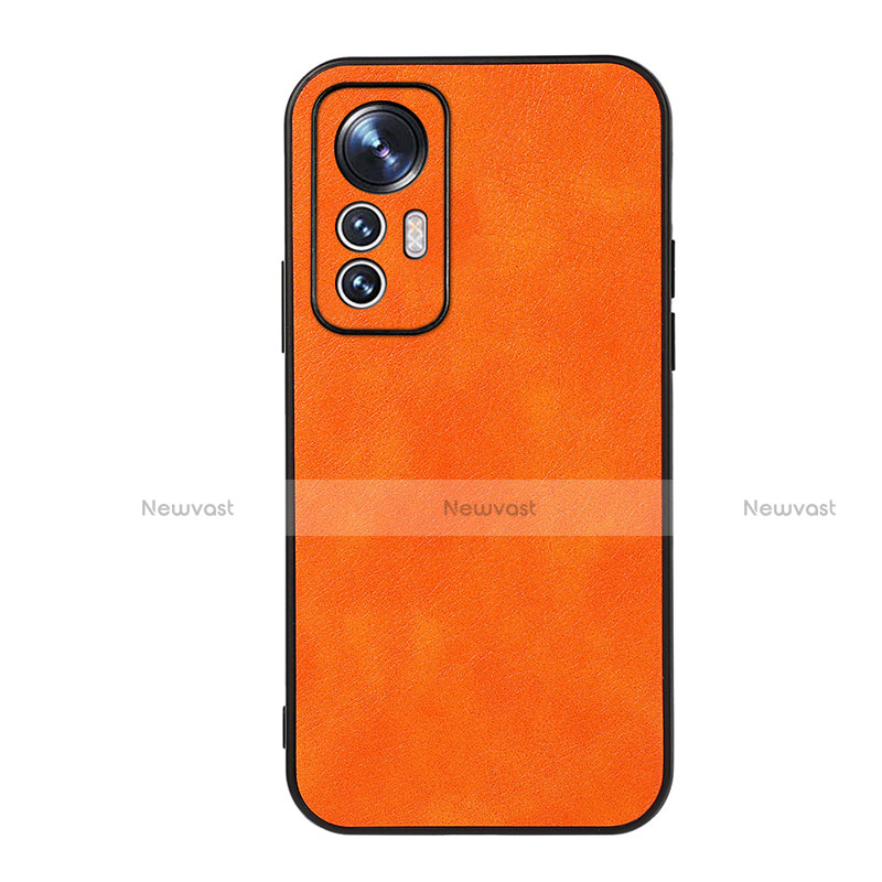 Soft Luxury Leather Snap On Case Cover B06H for Xiaomi Mi 12 5G Orange