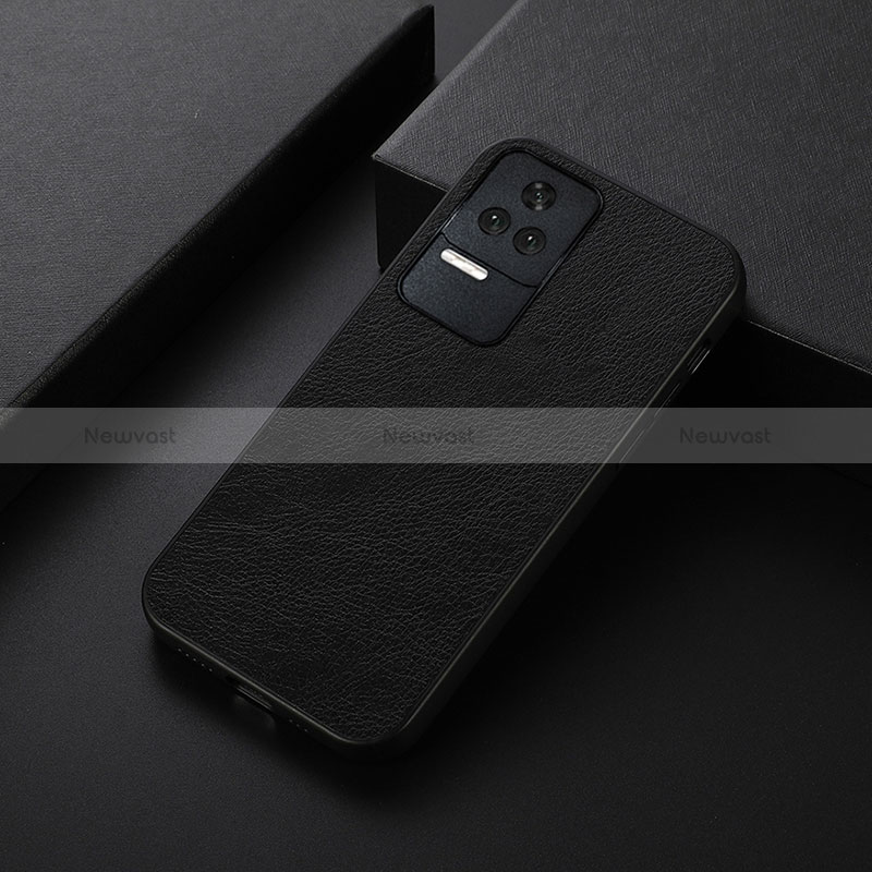 Soft Luxury Leather Snap On Case Cover B06H for Xiaomi Redmi K40S 5G Black