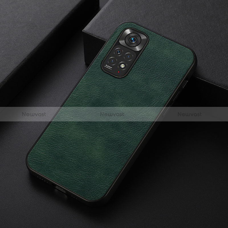 Soft Luxury Leather Snap On Case Cover B06H for Xiaomi Redmi Note 11 4G (2022) Green