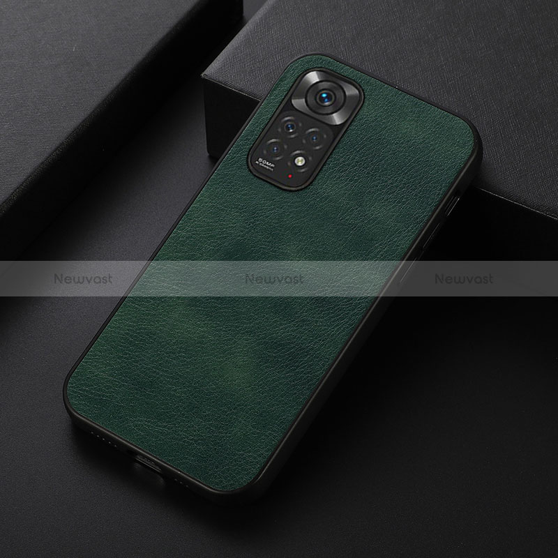 Soft Luxury Leather Snap On Case Cover B06H for Xiaomi Redmi Note 11S 4G Green