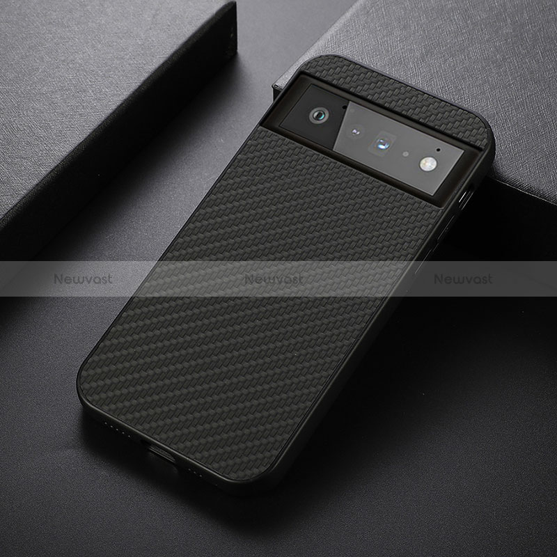 Soft Luxury Leather Snap On Case Cover B07H for Google Pixel 6 5G Black