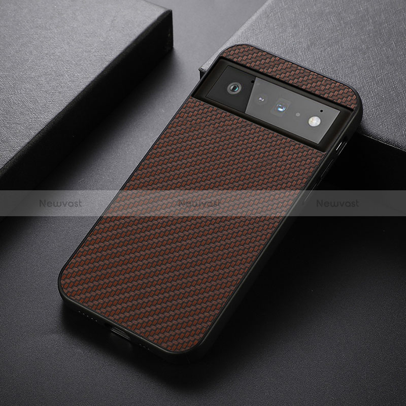 Soft Luxury Leather Snap On Case Cover B07H for Google Pixel 6 5G Brown