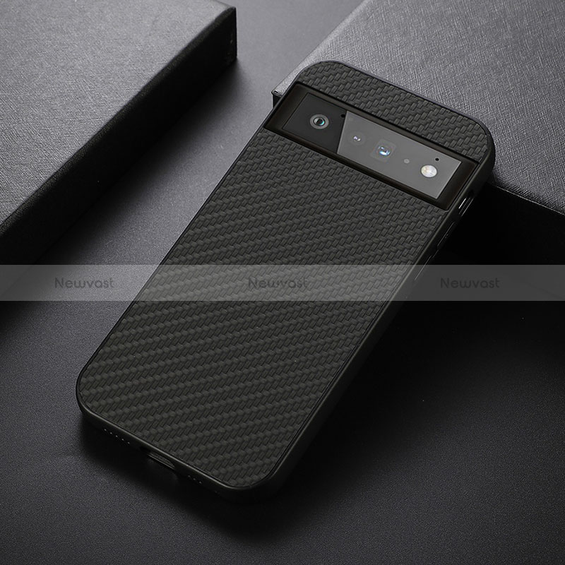 Soft Luxury Leather Snap On Case Cover B07H for Google Pixel 6 Pro 5G Black