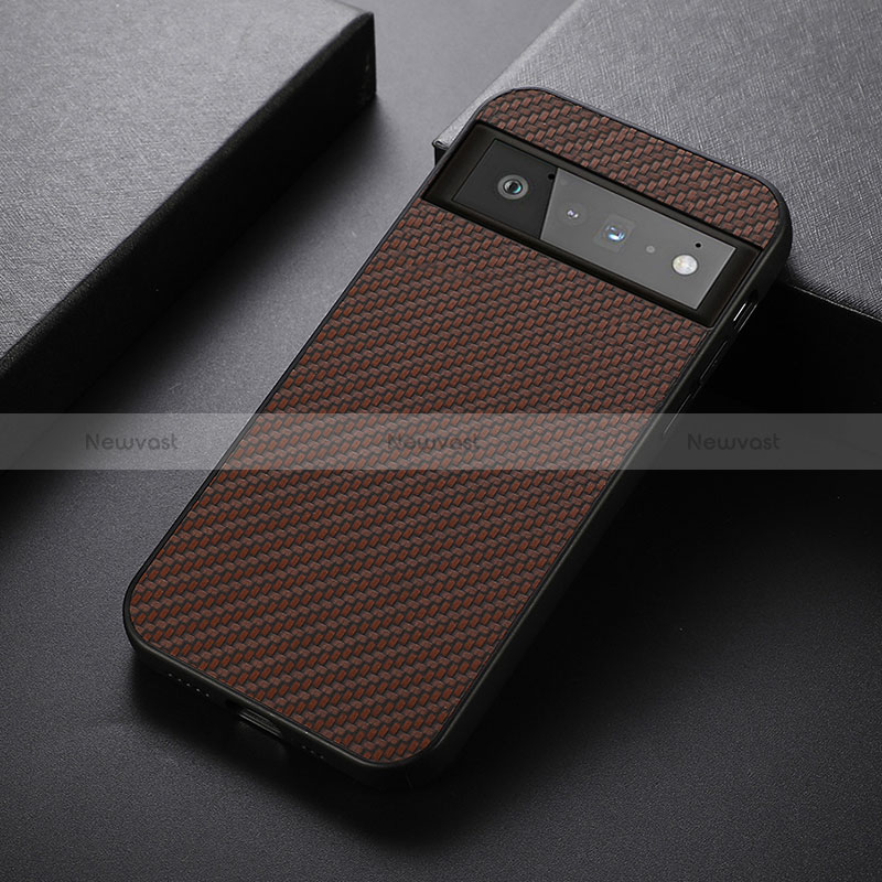 Soft Luxury Leather Snap On Case Cover B07H for Google Pixel 6 Pro 5G Brown
