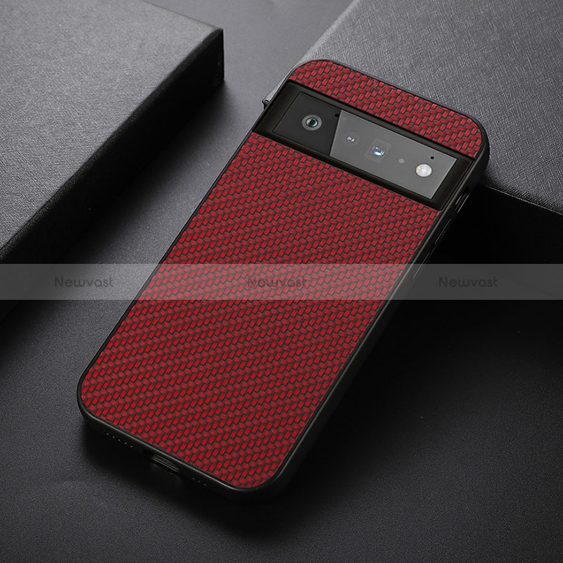 Soft Luxury Leather Snap On Case Cover B07H for Google Pixel 6 Pro 5G Red