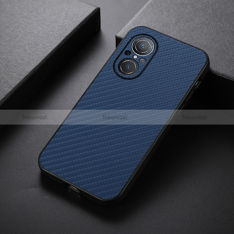 Soft Luxury Leather Snap On Case Cover B07H for Huawei Honor 50 SE 5G Blue