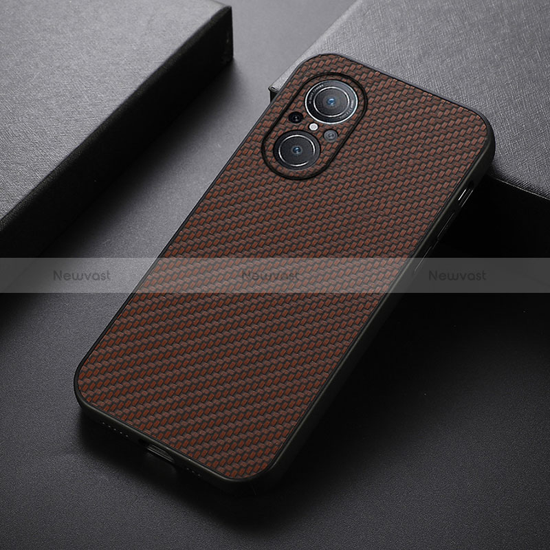 Soft Luxury Leather Snap On Case Cover B07H for Huawei Honor 50 SE 5G Brown