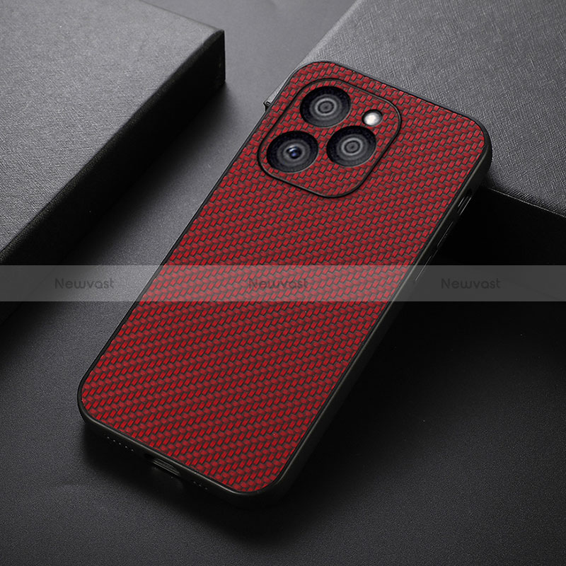 Soft Luxury Leather Snap On Case Cover B07H for Huawei Honor 60 SE 5G Red