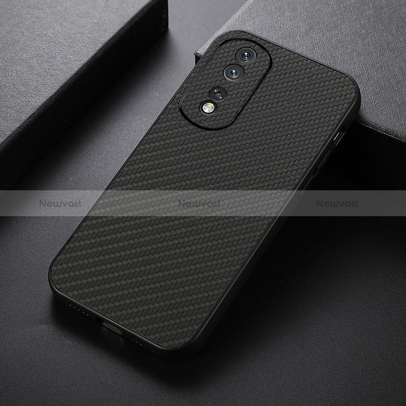 Soft Luxury Leather Snap On Case Cover B07H for Huawei Honor 80 5G Black